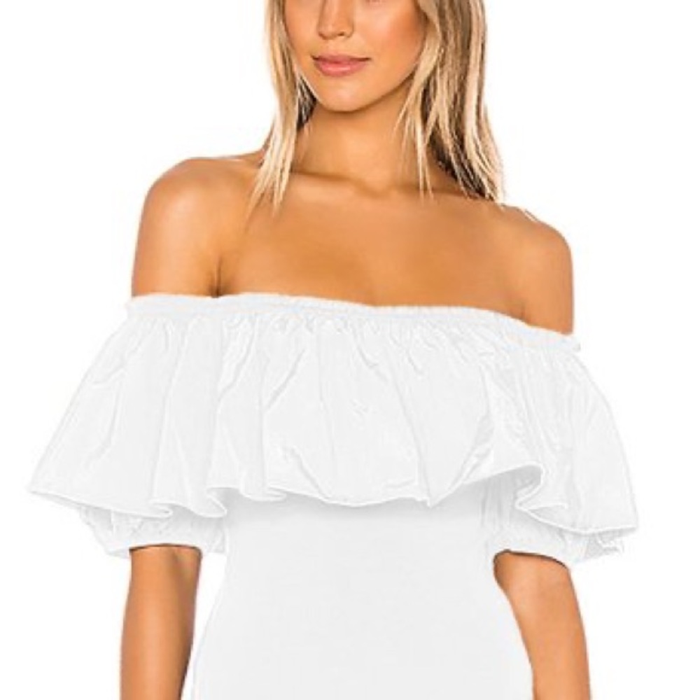 FREE PEOPLE Off Shoulder Ruffled Bodysuit White - Picture 1 of 6